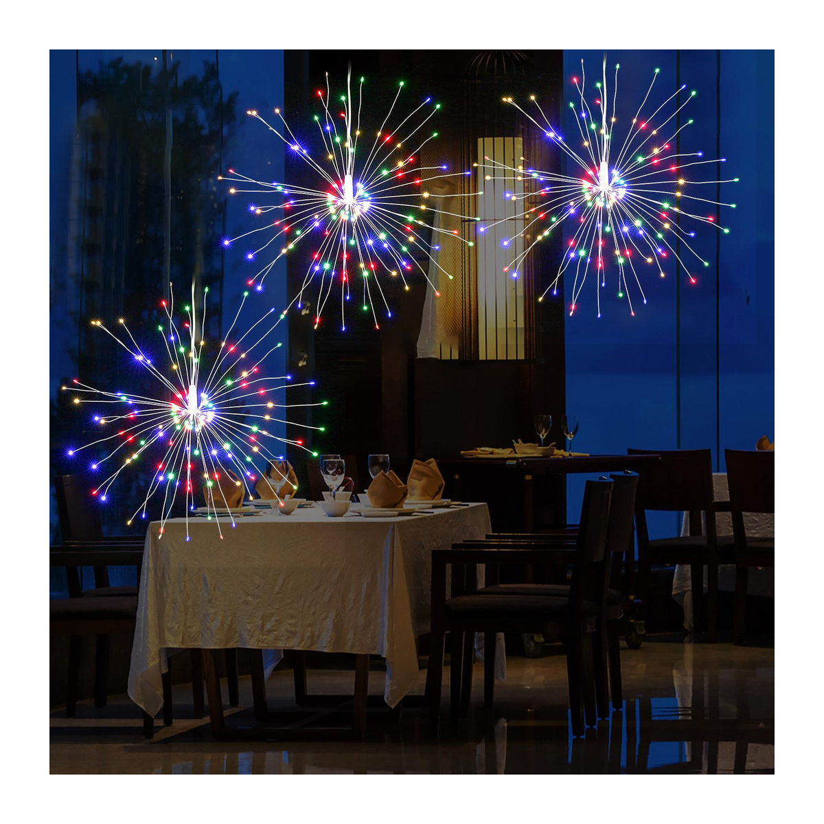 TOMTOP JMS 2er-Pack Bunte Feuerwerk Lichtketten mit 150 LEDs und Fernbedienung zur Dekoration - Bild 1