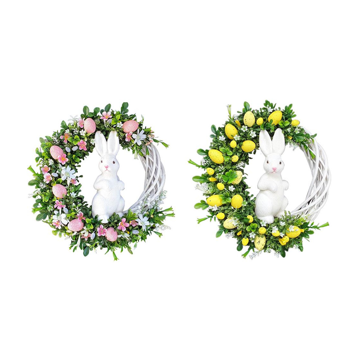 TOMTOP JMS Osterhase Ei Kranz aus Acryl mit Kaninchen und Blumen als hängendes Deko-Ornament für Ostern Indoor und Outdoor - Bild 1