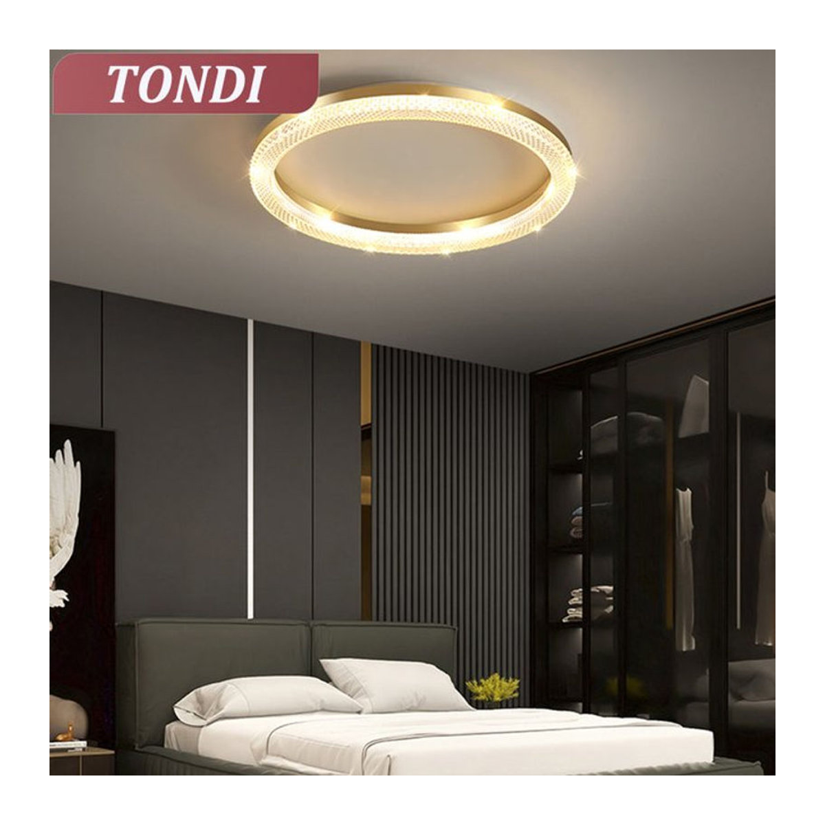 TONDI LED Ring Deckenleuchte im Nordic Design für Schlafzimmer, Küche und Esszimmer, Gold/Weiß - Bild 1