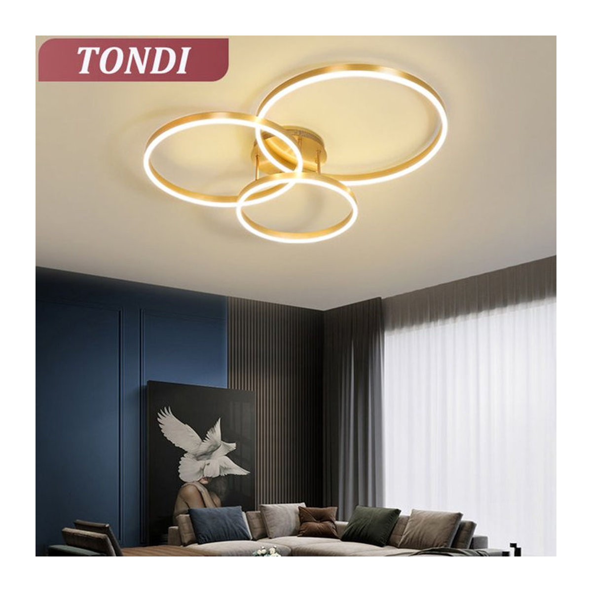TONDI LED Ring Kronleuchter Modern in Schwarz mit Fernbedienung - Bild 1