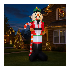 TONGHUANIU Aufblasbarer Nussknacker Soldat mit Zuckerstange und LED-Beleuchtung als mehrfarbige Weihnachtsdekoration für Garten und Hof, Höhe: 3,6 m