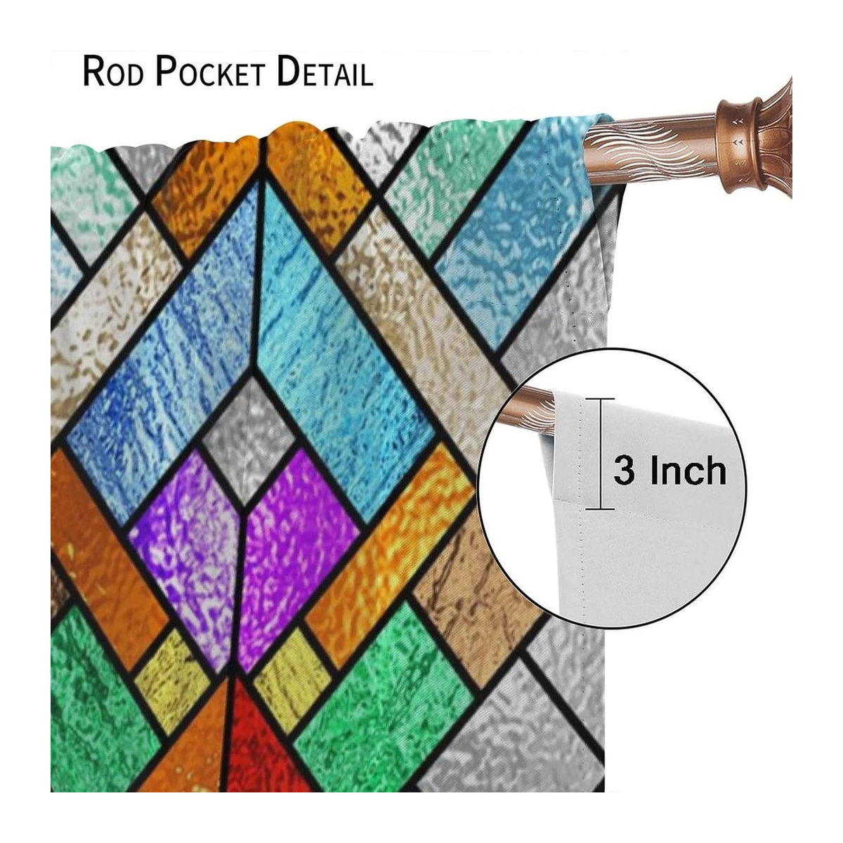 Tonnika Chen Buntglas Vorhänge im Retro-Stil, Mehrfarbig, Polyester, B/H: 100 x 130 cm, 2er-Set - Bild 1