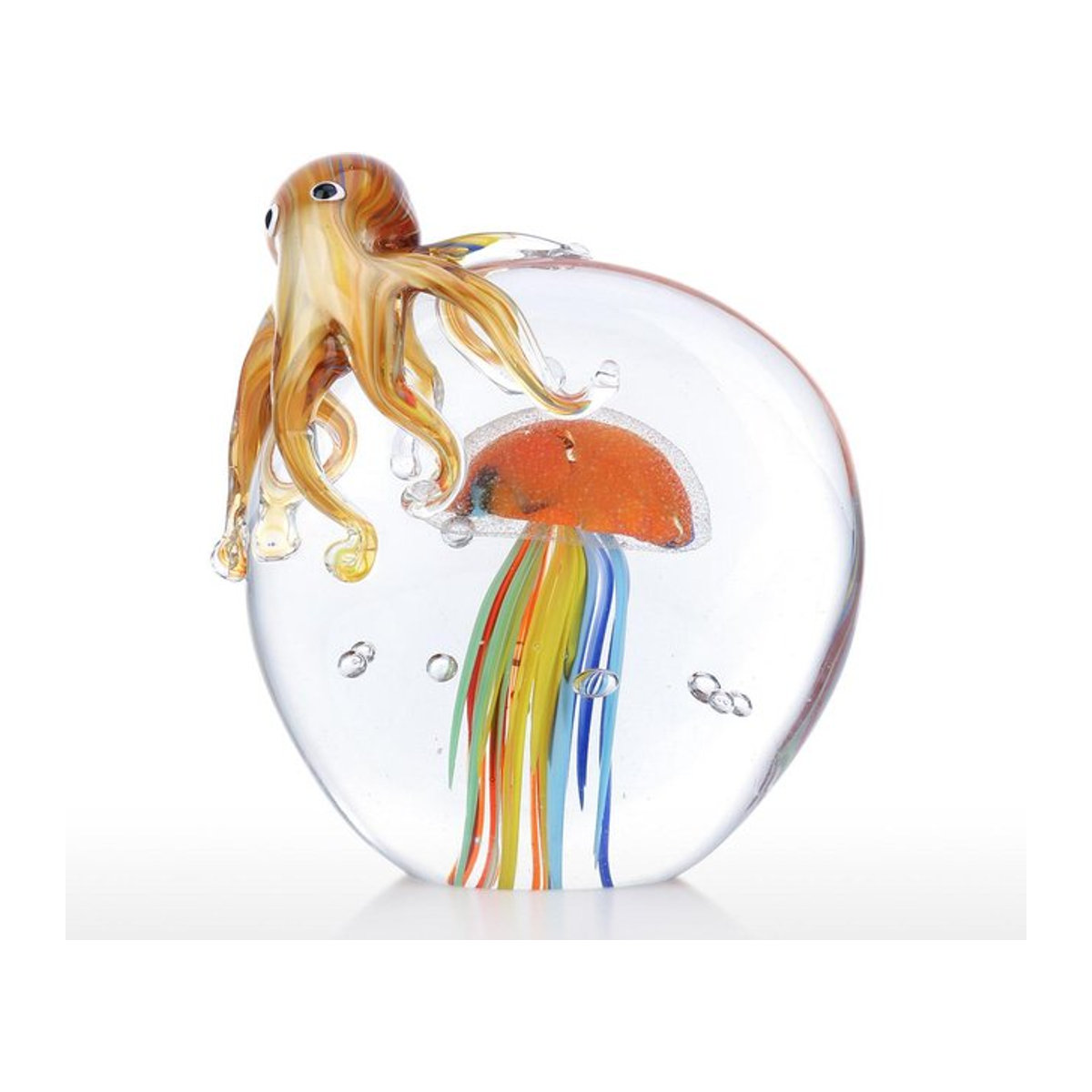 Tooarts Glas Skulptur Oktopus und Quallen handgemachtes buntes Tierkunstwerk zur Dekoration - Bild 1
