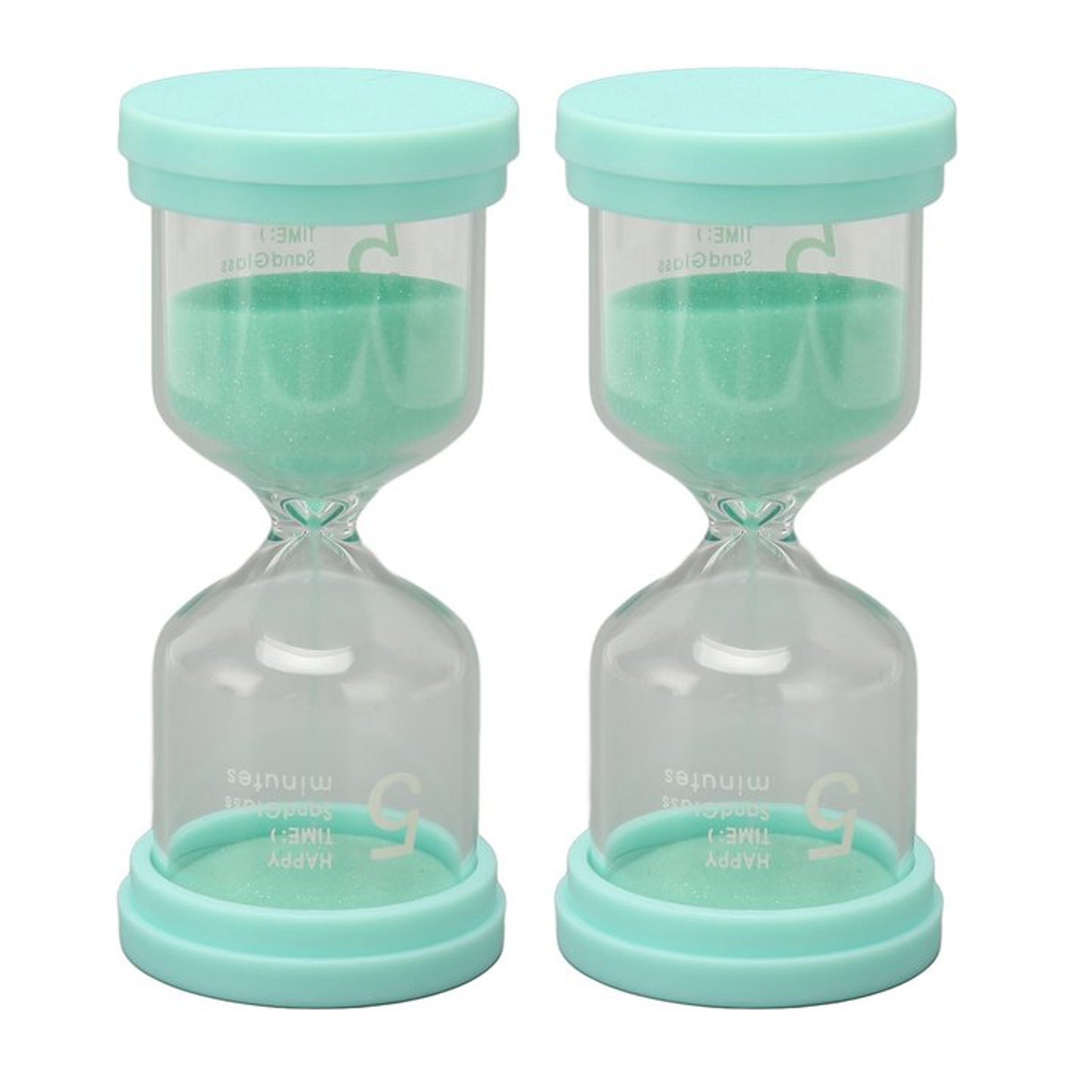 Tooarts Sanduhr 2er-Set Grün mit 5 Minuten Laufzeit aus Glas und Kunststoff - Bild 1