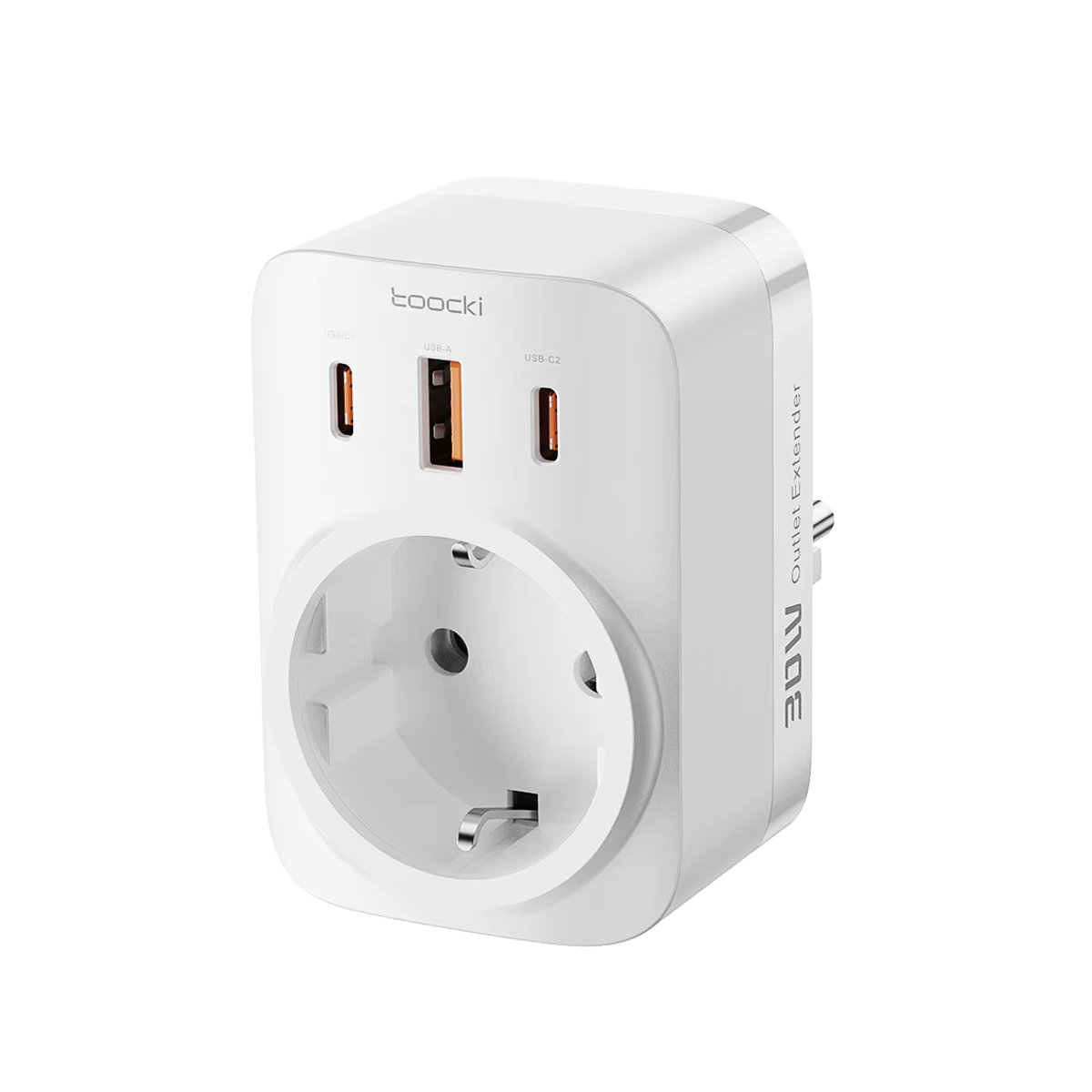 Toocki 4-in-1 Steckdosen-Extender Universal-Adapter in Weiß mit EU/US-Stecker und AC-Steckdose für Zuhause und Reisen - Bild 7