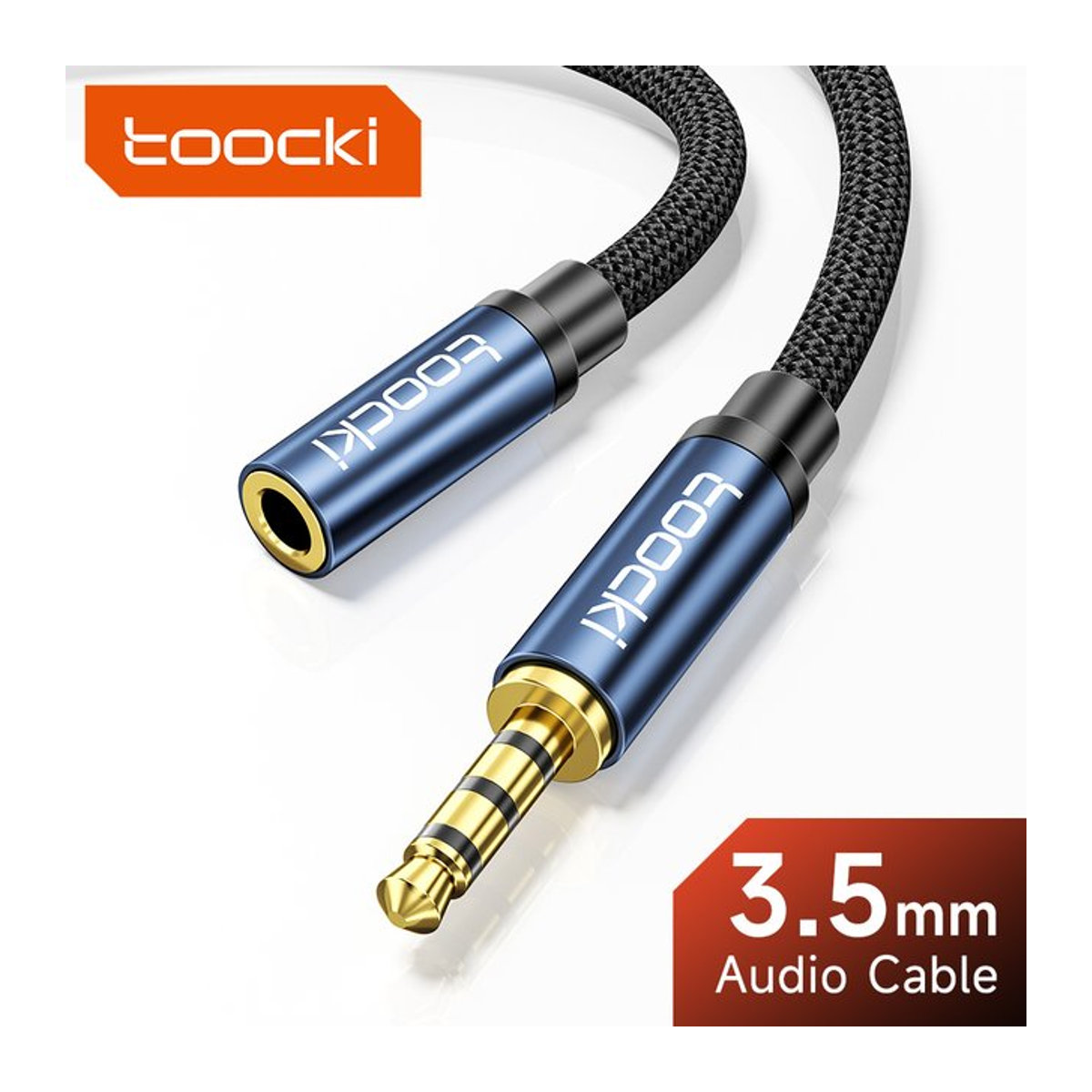 Toocki Aux-Kabel 3,5 mm Stecker auf Buchse Audio-Verlängerungskabel für Kopfhörer und Lautsprecher in Grau oder Blau - Bild 1