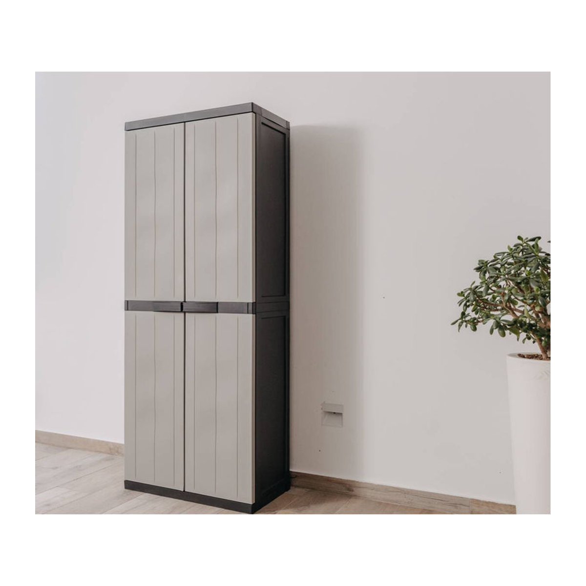 Toomax Kunststoffschrank mit 2 Drehtüren in Grau und Schwarz, B/H/T: 64 x 165 x 37 cm - Bild 4