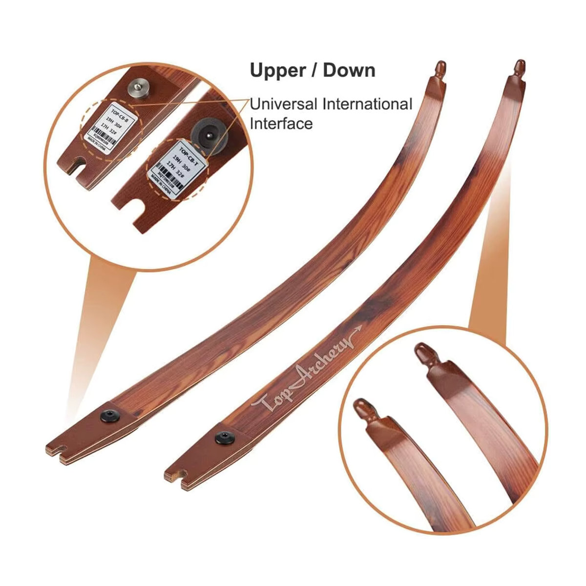 Toparchery ILF Recurve Bogen Wurflimits 25-62lbs für 17 Zoll und 19 Zoll Riser, 60 Zoll Bogenschießen für Erwachsene und Anfänger - Bild 3