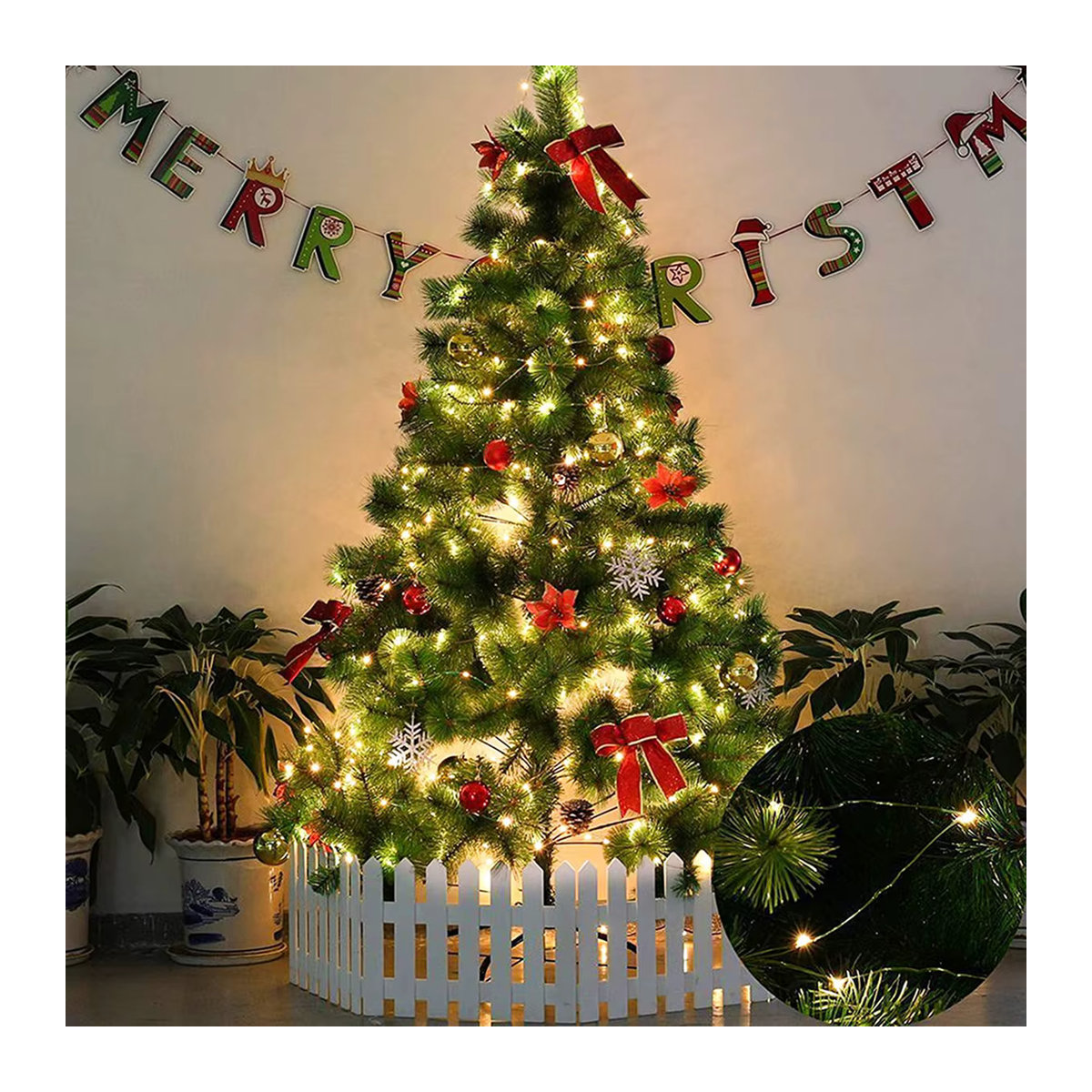 Topdii LED Fairy Lights mit Fernbedienung und USB/Batteriebetrieb, Grüner Kupferdraht für Weihnachten, Hochzeit und Party-Deko - Bild 4
