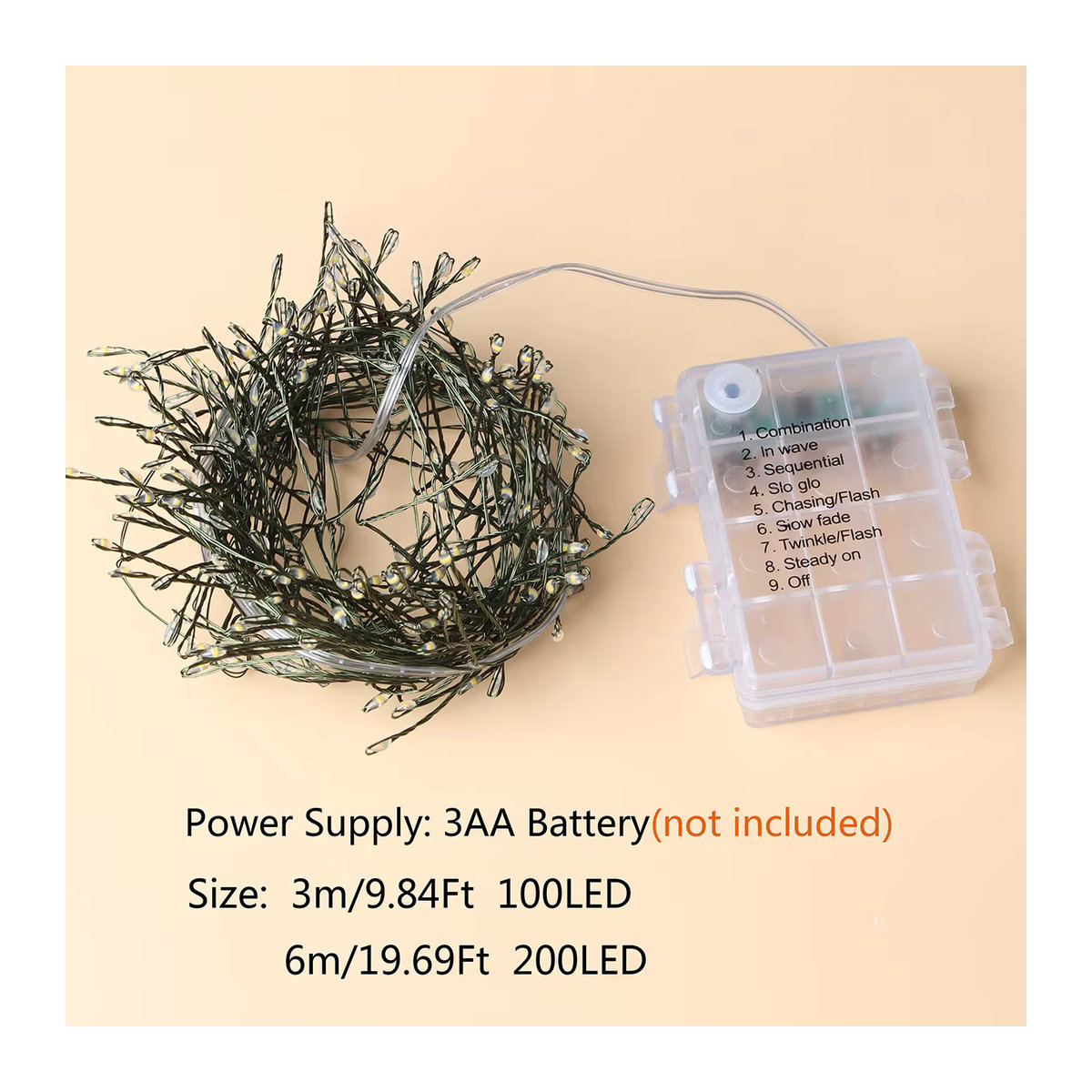 Topdii LED-Lichterkette mit 100 oder 200 LEDs in Grün für Innenbereich und Dekoration - Bild 2