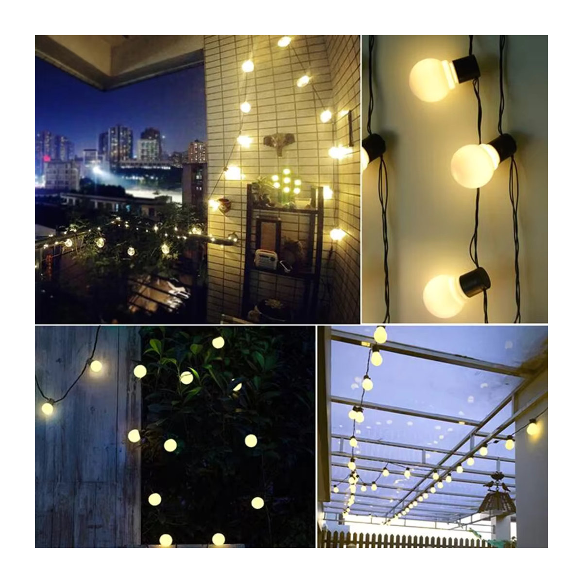 Topdii LED Solar-Lichterkette mit Kugelbirnen in Schwarz für Garten, Terrasse und Außenbereich - Bild 3