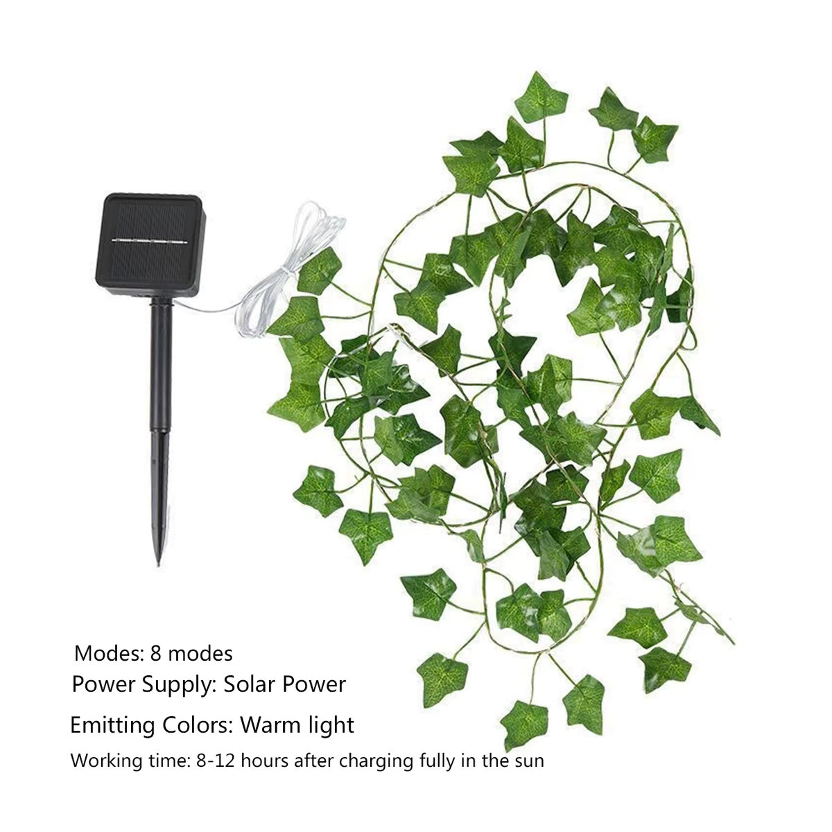 Topdii Solar Efeu Girlande mit grünen Blättern für Garten, Terrasse und Hochzeit - Bild 2