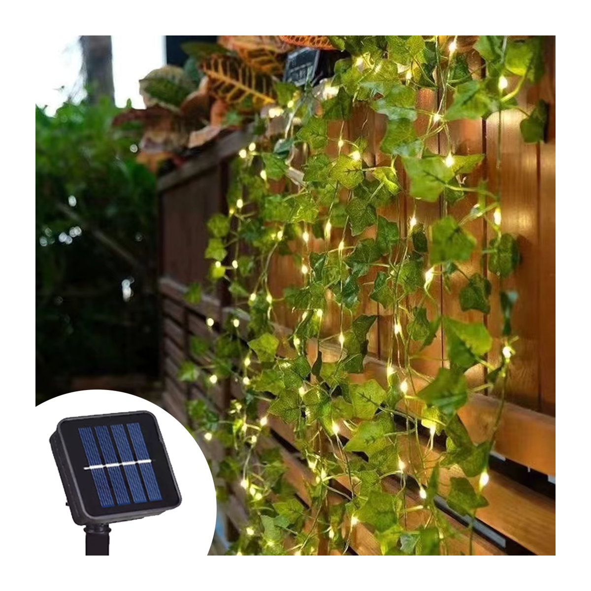 Topdii Solar Efeu Girlande mit grünen Blättern für Garten, Terrasse und Hochzeit - Bild 6