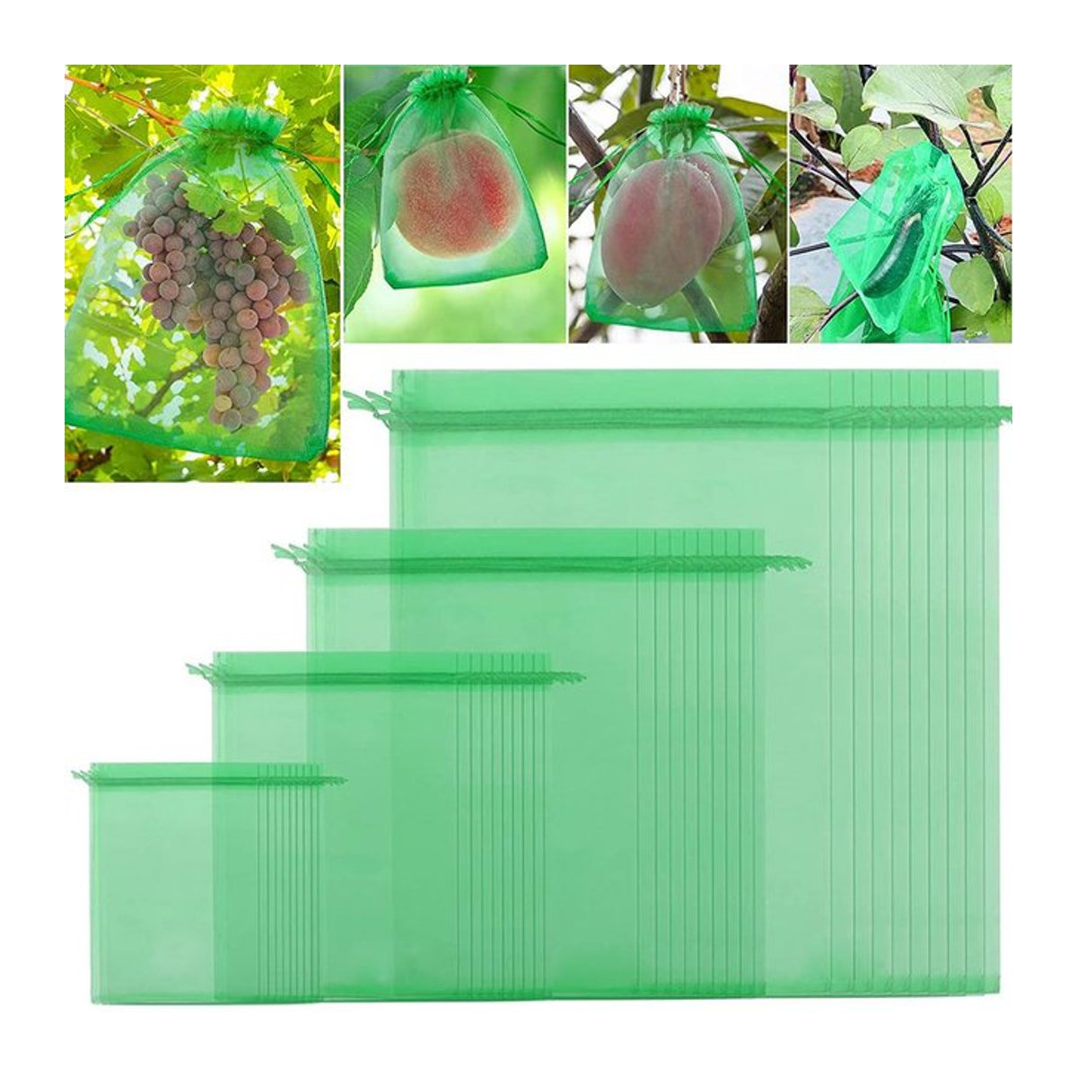 Topfactory Obstschutzbeutel mit Kordelzug für Obst und Gemüse, 100 Stück - Bild 1
