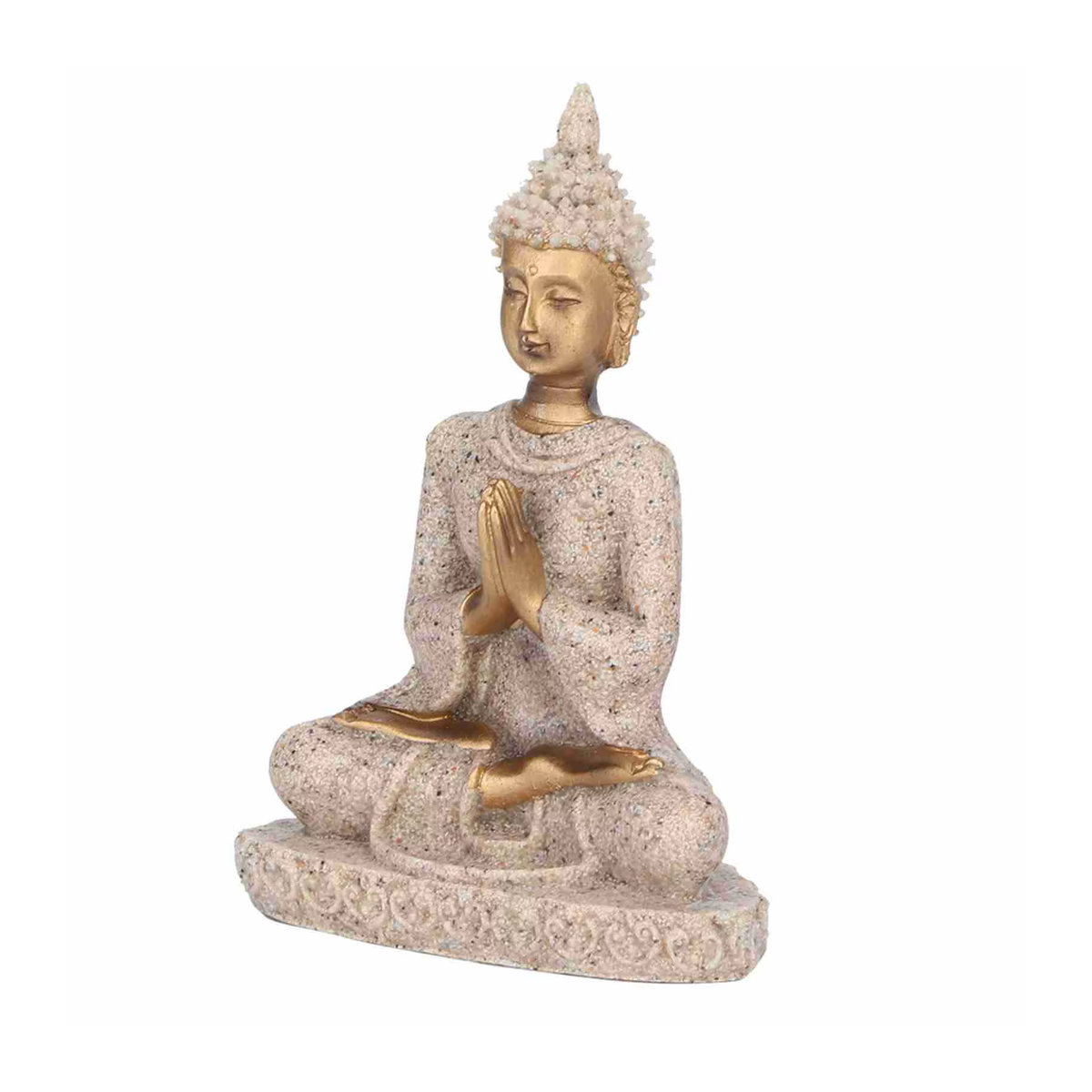 TOPINCN Buddha Statue in Beige aus Stein als orientalische Dekofigur für dein Zuhause oder Büro - Bild 2