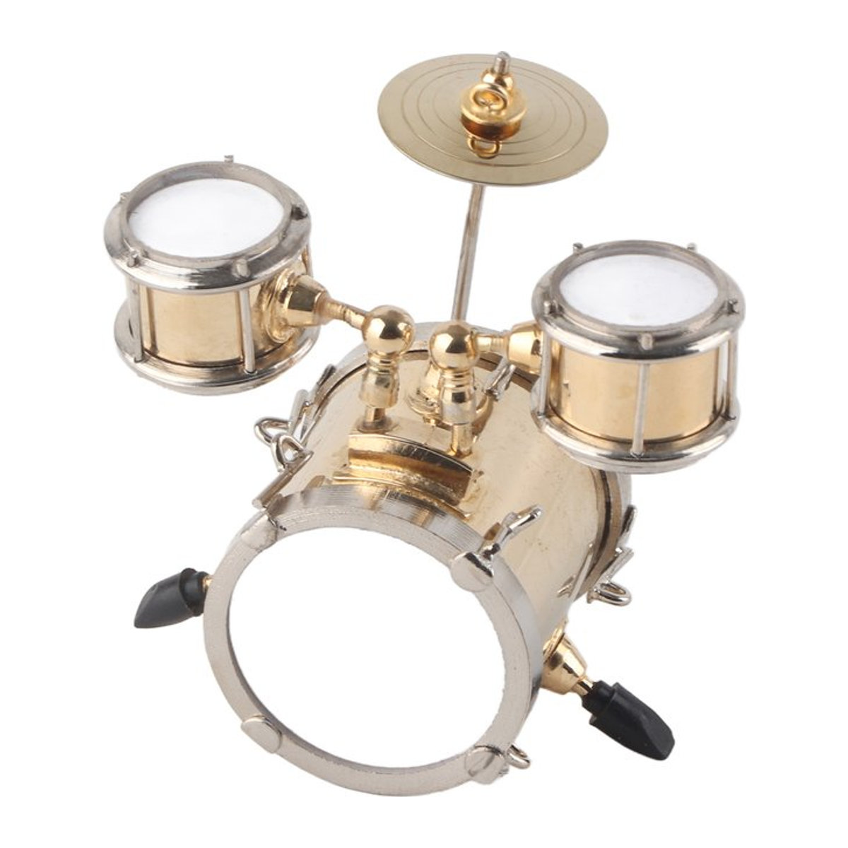 TOPINCN Miniatur Trommel Modell Set aus Messing in Gold als dekoratives Musikinstrument Ornament für deine Desktop-Dekoration - Bild 1