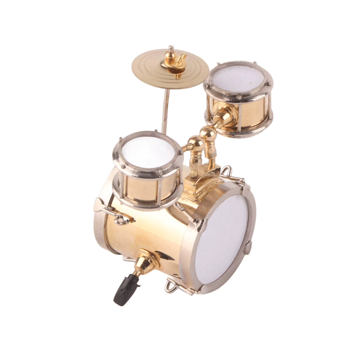 TOPINCN Miniatur Trommel Modell Set aus Messing in Gold als dekoratives Musikinstrument Ornament für deine Desktop-Dekoration - Bild 3