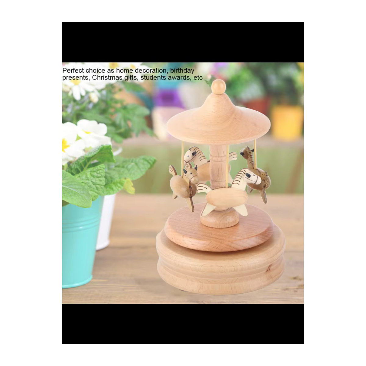 TOPINCN Vintage Holzspieluhr in Pferdeform für Kinder und zur Heimdekoration - Bild 3
