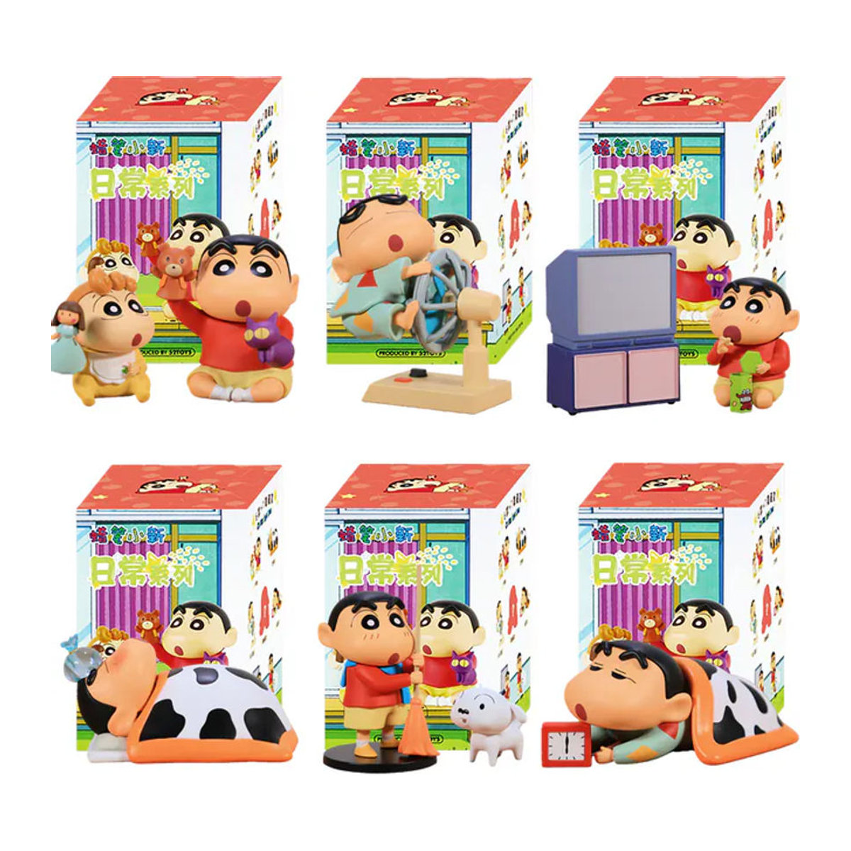 TOPTOY Crayon Shin-chan Anime Blindbox Set mit 6 Figuren aus Kunststoff, mehrfarbiges Sammlerstück und Ornament - Bild 1