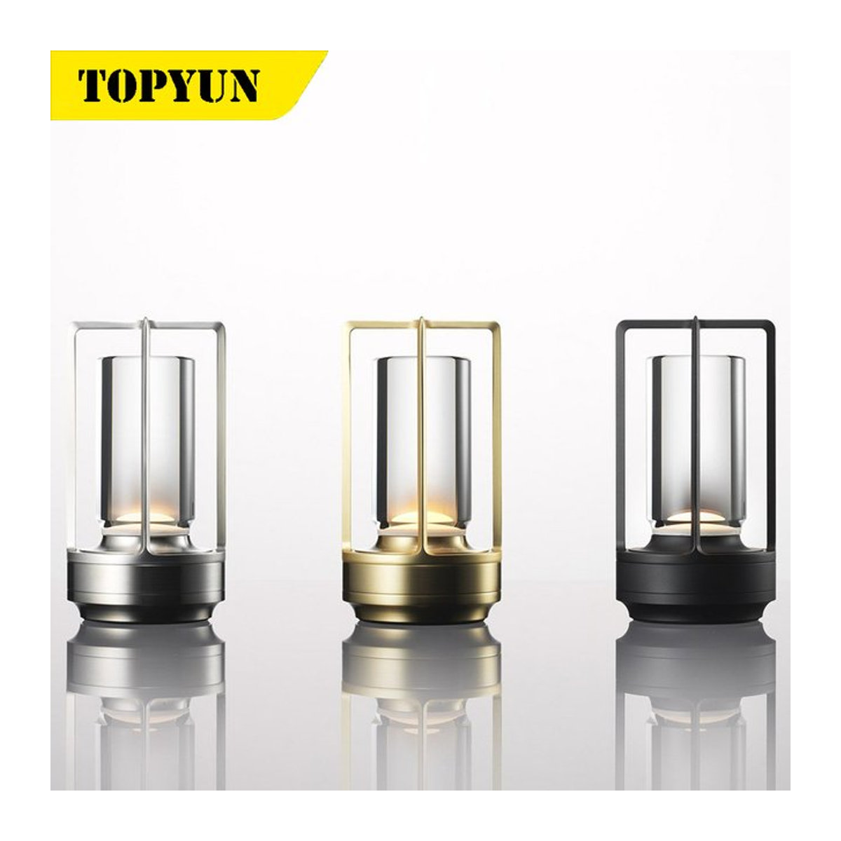 Topwinson LED Kristalllampe Schwarz – Wiederaufladbare moderne Touch Tischlampe für Schlafzimmer und Restaurant zur Dekoration - Bild 1