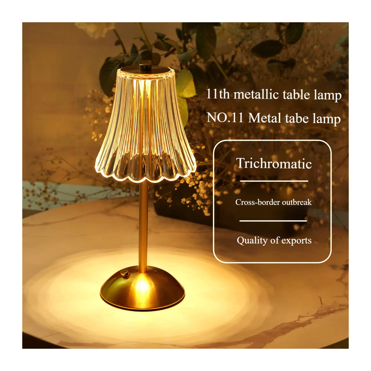 Topwinson Luxus Kristall Tischlampe im Diamant-Design mit Touch-Funktion für das Schlafzimmer - Bild 4