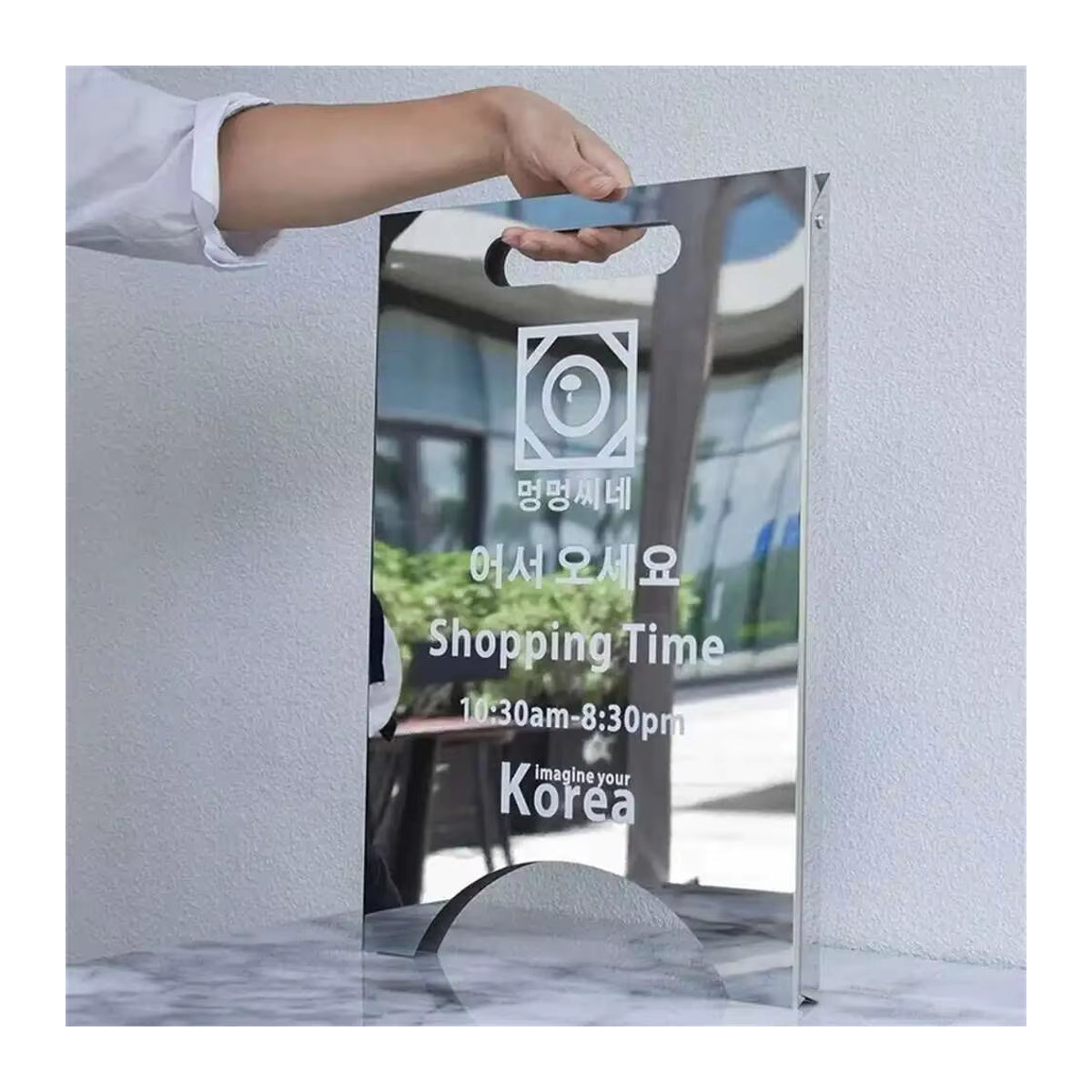 TOWNSBOX Spiegelschild im koreanischen Stil, silber, rechteckig, H x B x T: 60 x 40 x 40 cm - Bild 2