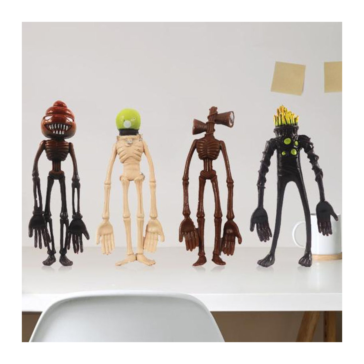 Toy Heart Sirenen Kopf Action Figuren aus Kunststoff für Kinder, 4er Set, mehrfarbig, Schreibtisch Dekoration - Bild 3