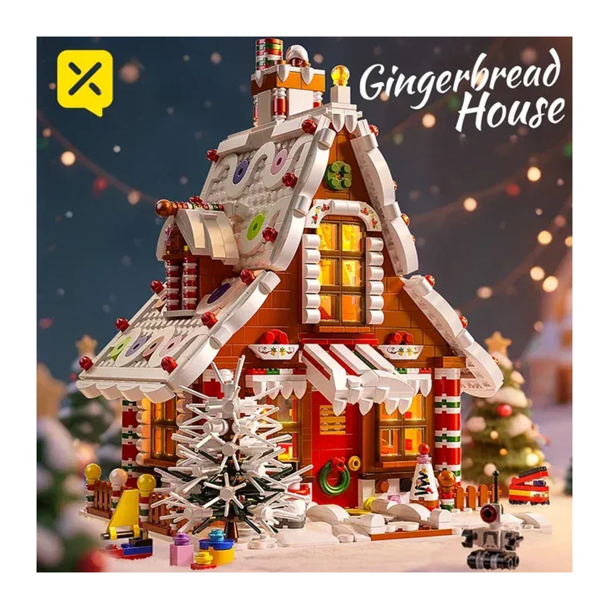 TOYLINX Weihnachts-Lebkuchenhaus DIY-Bausatz mit LED-Leuchten, mehrfarbiges Kunststoff-Modell für Kinder und Erwachsene - Bild 1