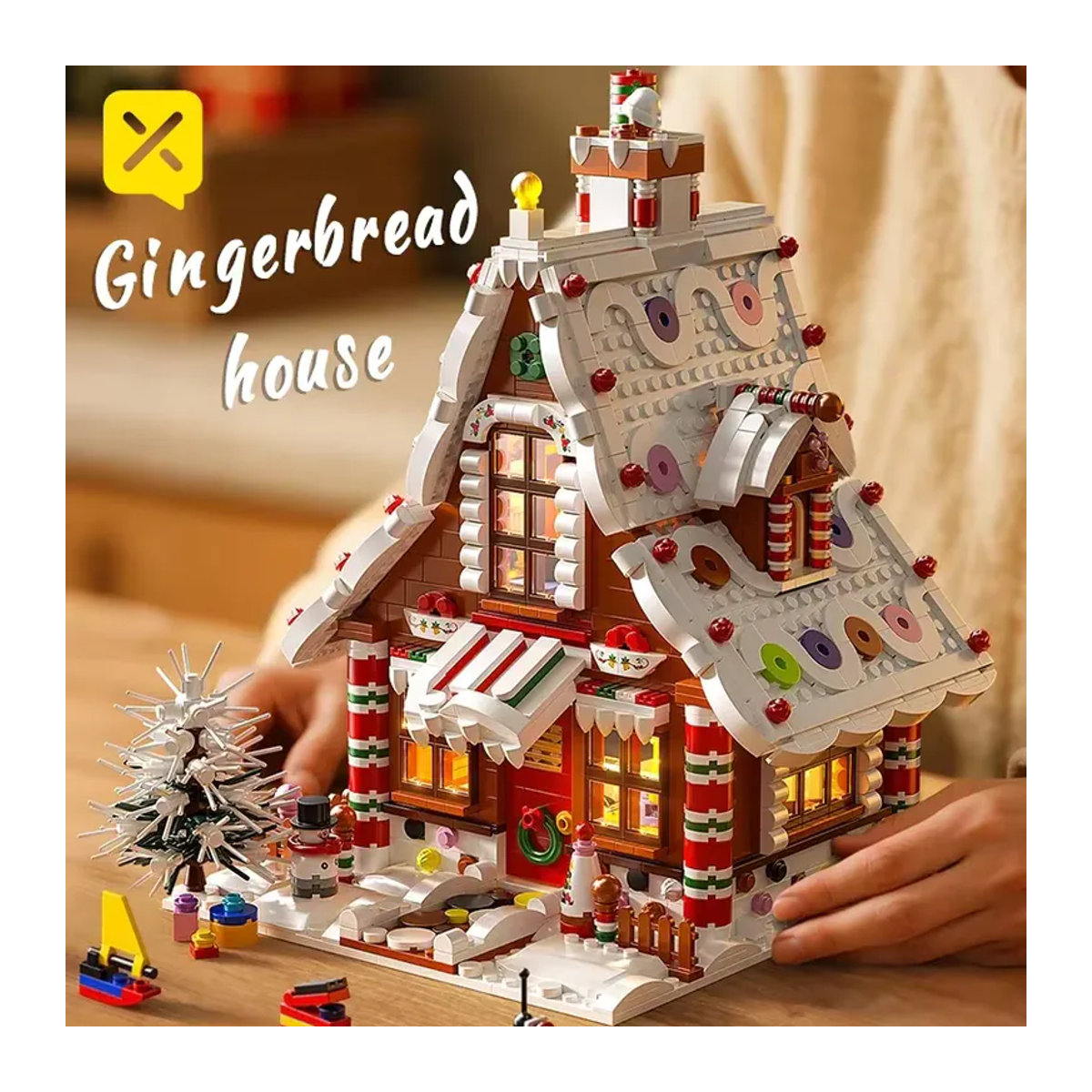 TOYLINX Weihnachts-Lebkuchenhaus DIY-Bausatz mit LED-Leuchten, mehrfarbiges Kunststoff-Modell für Kinder und Erwachsene - Bild 5