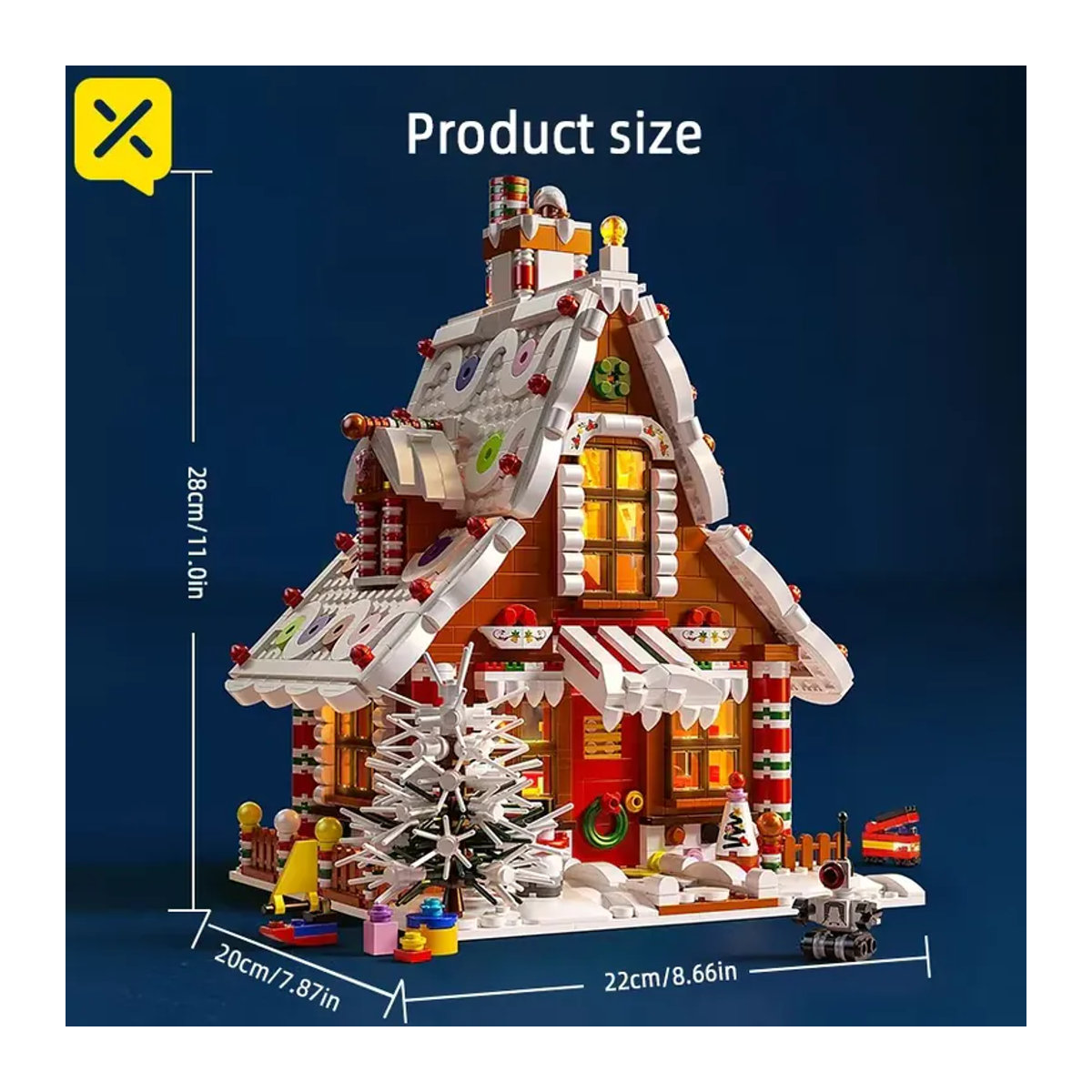 TOYLINX Weihnachts-Lebkuchenhaus DIY-Bausatz mit LED-Leuchten, mehrfarbiges Kunststoff-Modell für Kinder und Erwachsene - Bild 6