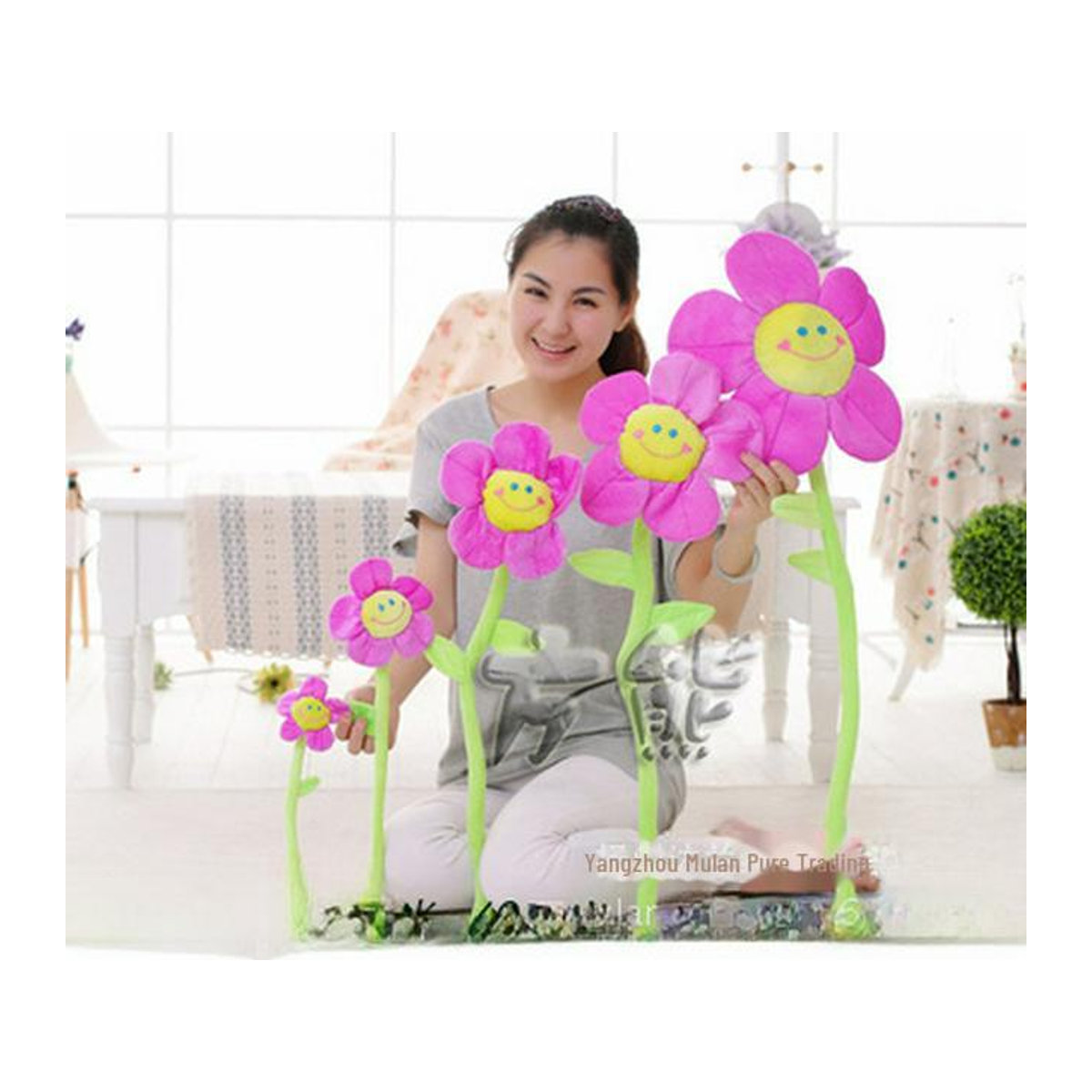 Toys Space Plüsch-Vorhang-Raffhalter mit Sonnenblumen-Cartoon-Motiv, Höhe: 32 cm - Bild 1
