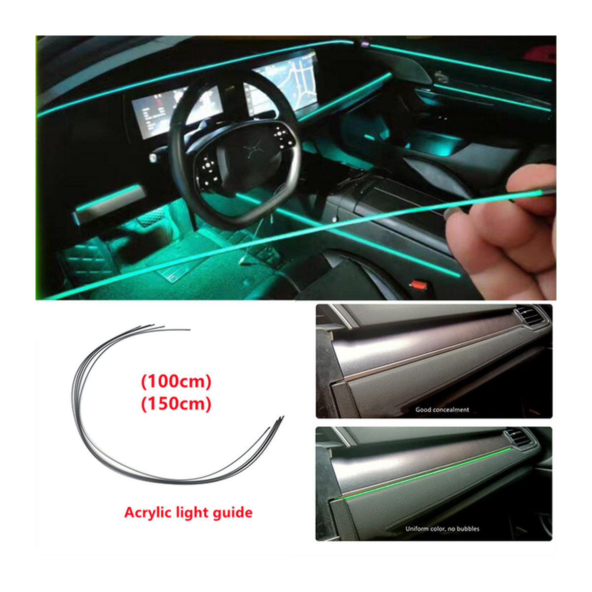 TPYCBX RGB LED Ambientebeleuchtung für das Auto mit Glasfaser und Acryl, Sound Control Atmosphäre Lampe mit 12V Zigarettenanzünder, Bunt - Bild 1