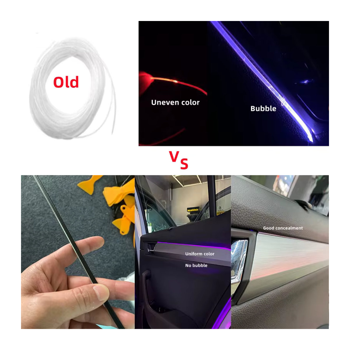 TPYCBX RGB LED Ambientebeleuchtung für das Auto mit Glasfaser und Acryl, Sound Control Atmosphäre Lampe mit 12V Zigarettenanzünder, Bunt - Bild 2