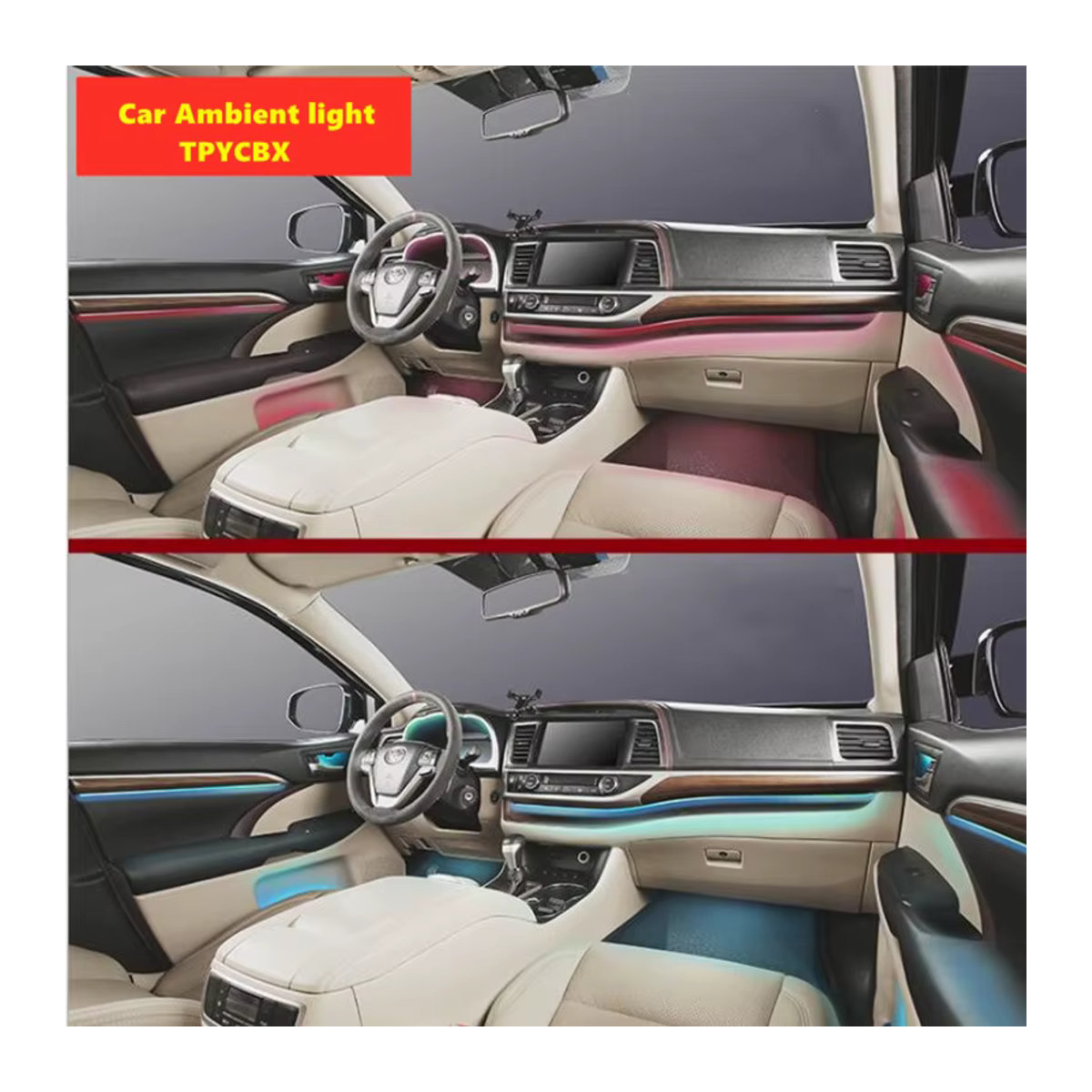 TPYCBX RGB LED Ambientebeleuchtung für das Auto mit Glasfaser und Acryl, Sound Control Atmosphäre Lampe mit 12V Zigarettenanzünder, Bunt - Bild 6