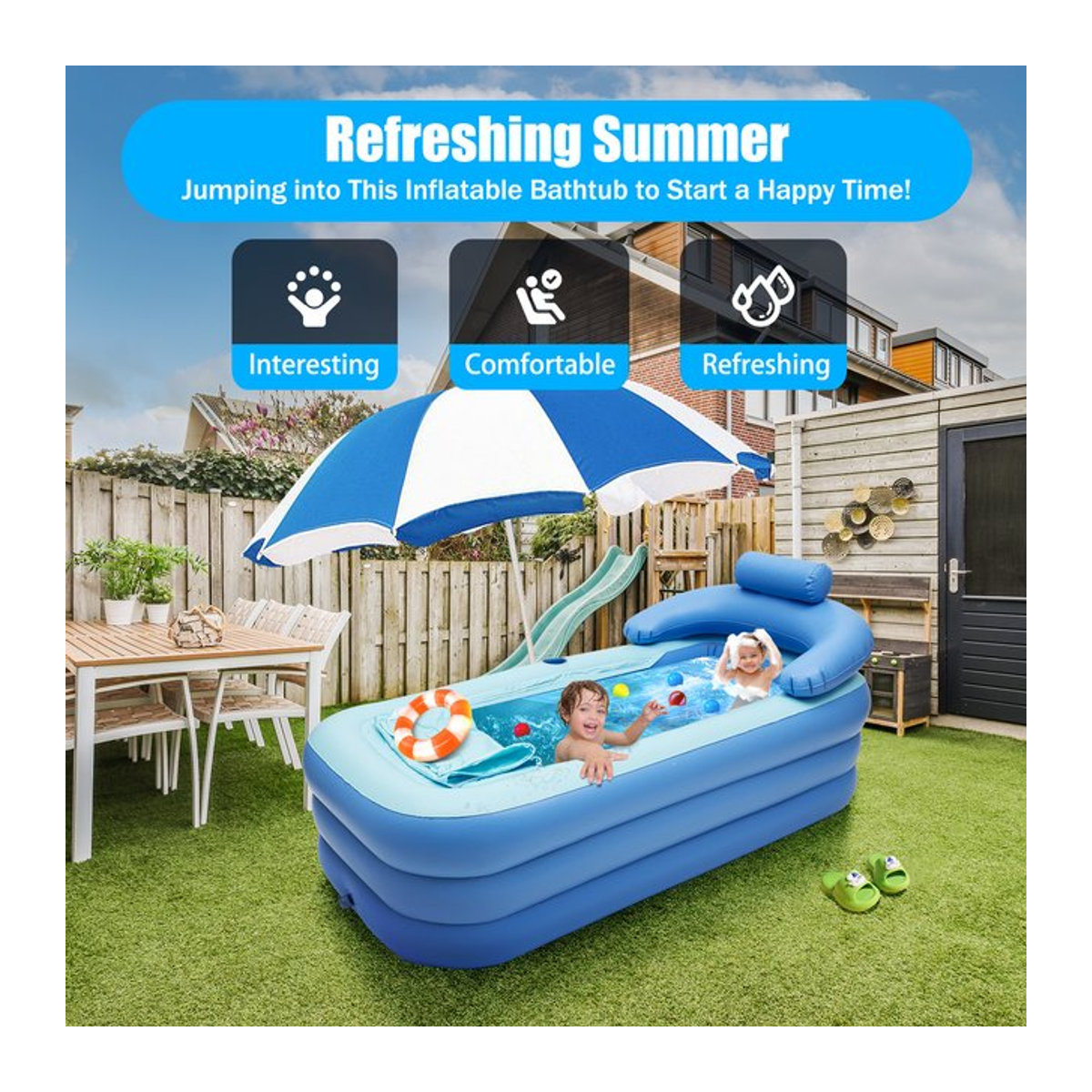 Tragbare aufblasbare Badewanne aus PVC für Erwachsene und Babys, faltbares Reise-Planschbecken und Whirlpool-Alternative - Bild 1
