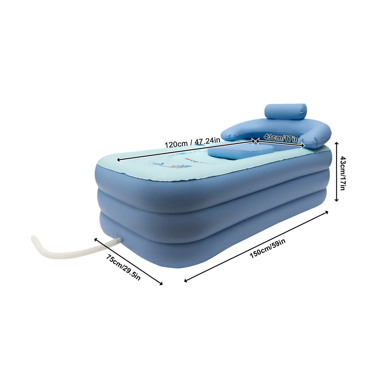 Tragbare aufblasbare Badewanne aus PVC für Erwachsene und Babys, faltbares Reise-Planschbecken und Whirlpool-Alternative - Bild 4