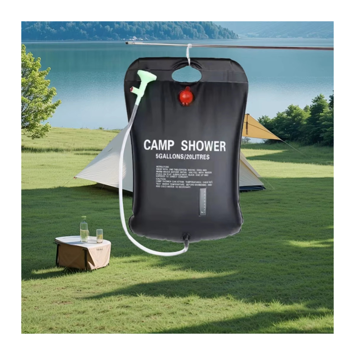 Tragbare Camping-Duschtasche mit Solarheizung, 20 l Wasserbeutel für Outdoor, Strand und Reisen - Bild 4