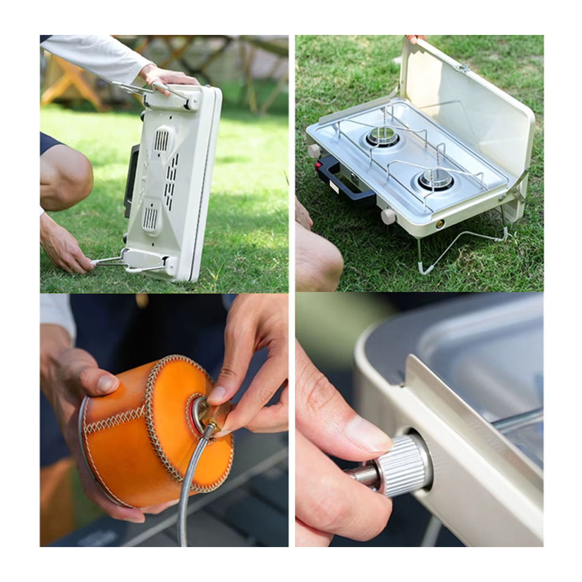 Tragbarer 2-Flammen-Campinggasherd in Gelb mit Regler für Outdoor und Terrasse - Bild 3