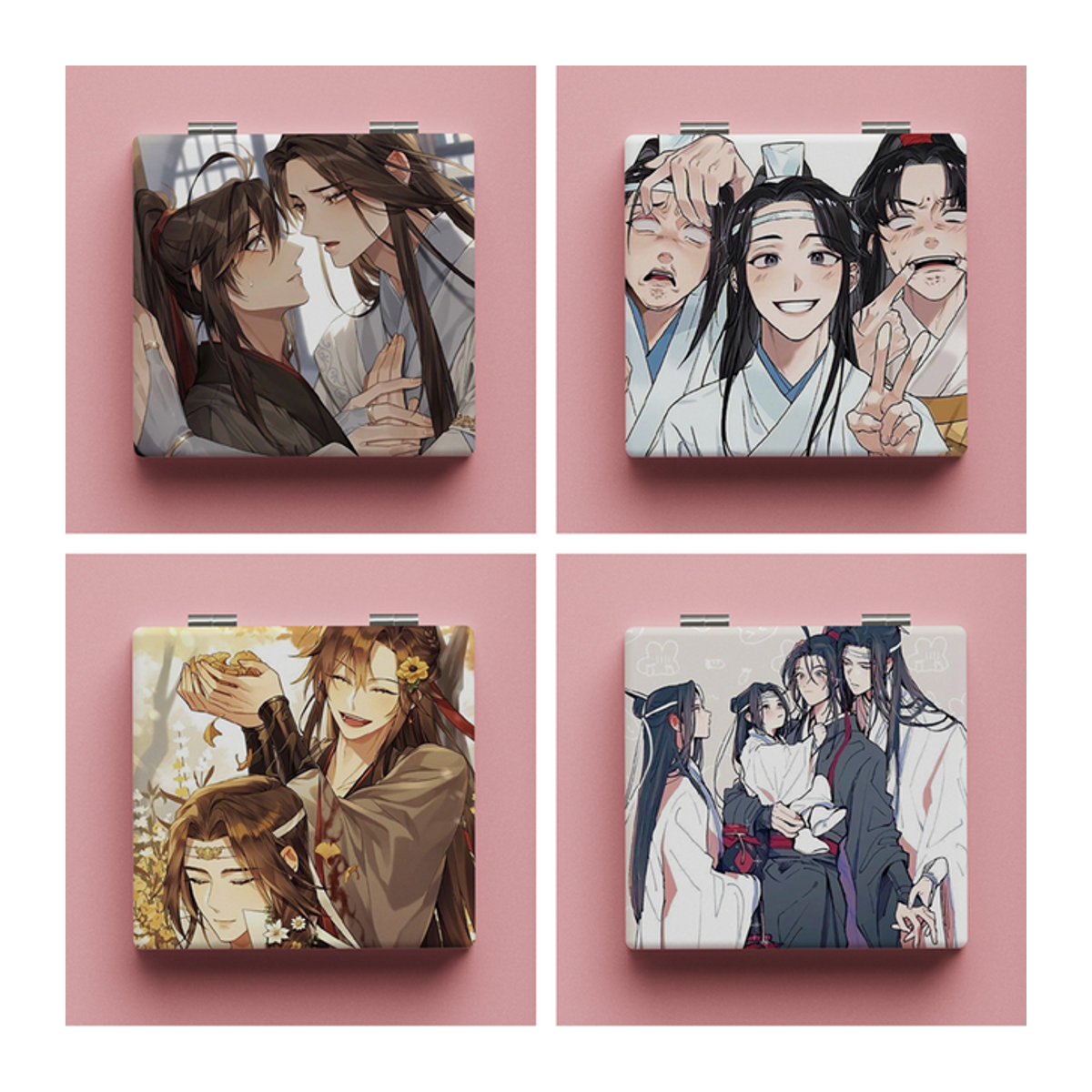 Tragbarer Anime Klappspiegel Mo Dao Zu Shi Lan Wangji Wei Wuxian Cosplay Schminkspiegel mit Vergrößerung und Stützefunktion - Bild 1