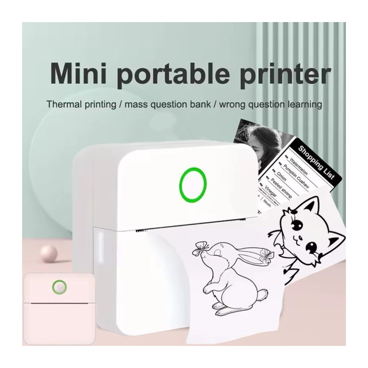 Tragbarer Mini-Thermodrucker in Weiß für Aufkleber, Fotos und Notizen - Bild 1