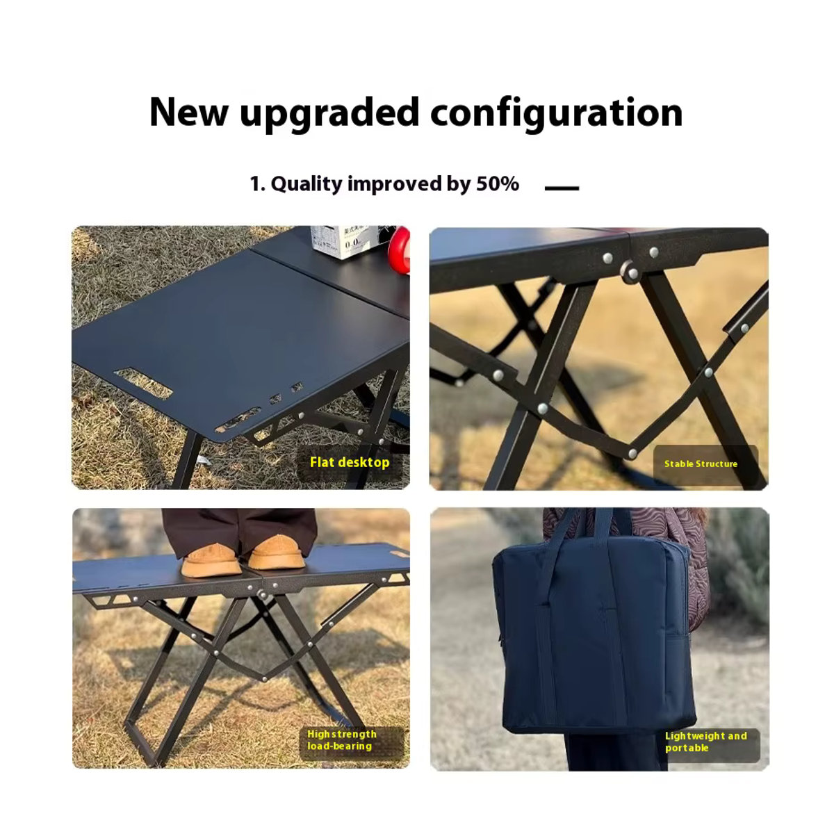 Tragbarer Outdoor-Klapptisch in Schwarz als multifunktionaler taktischer Campingtisch für Picknick und Camping - Bild 2