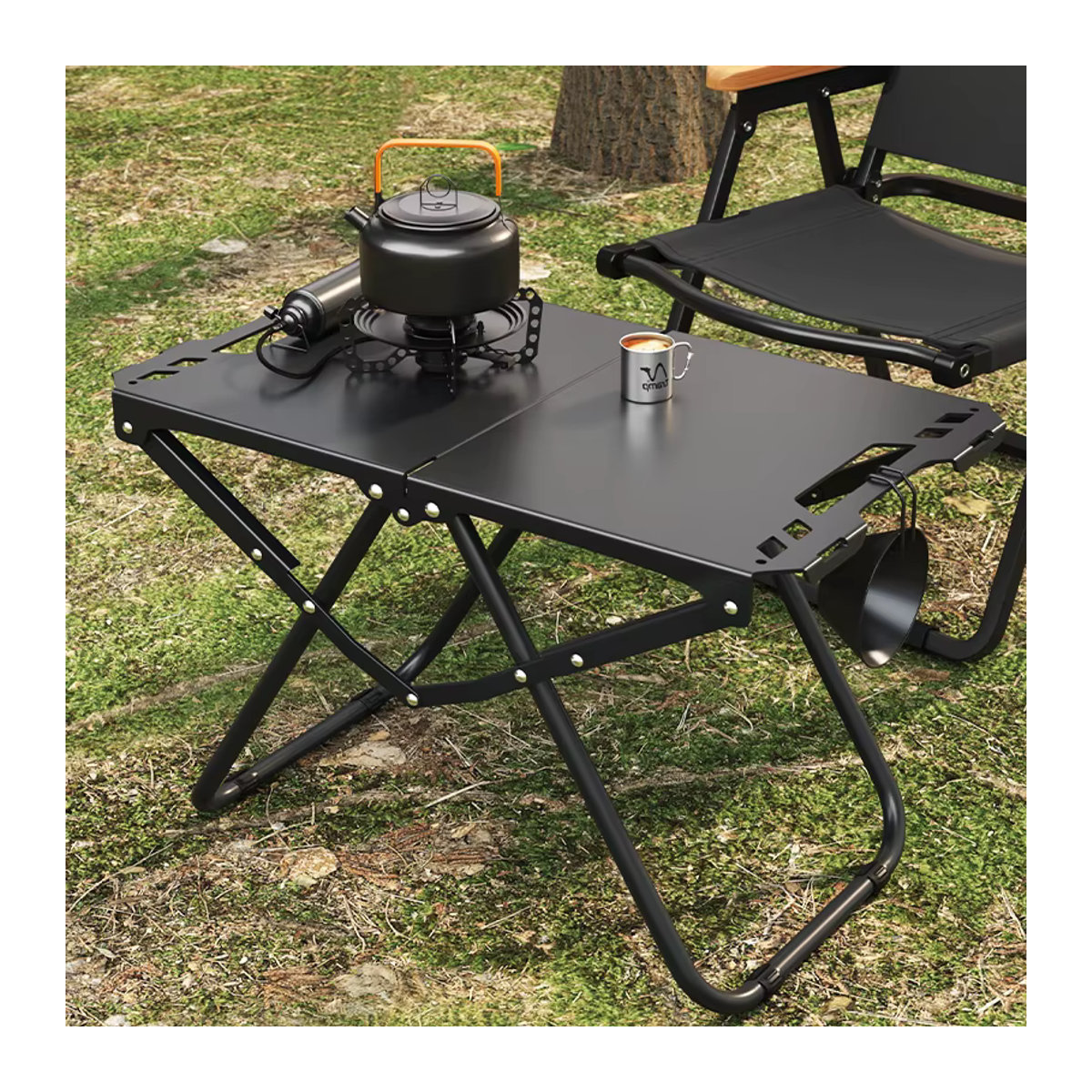 Tragbarer Outdoor-Klapptisch in Schwarz als multifunktionaler taktischer Campingtisch für Picknick und Camping - Bild 4