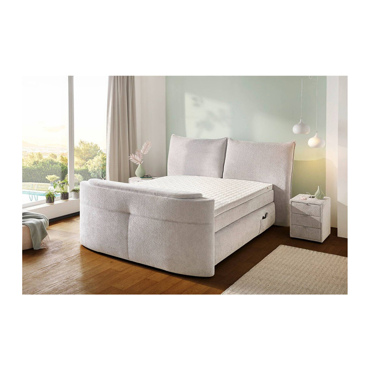 Trailer Max Boxspringbett Polster Modern Grau B/L: 180 x 200 cm - Bild 1