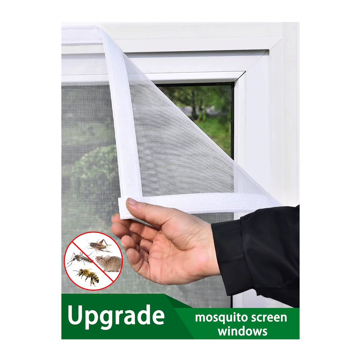 TranquilTouch Selbstklebende Fensterscheiben-Staubschutzfolie in Grau mit weißem Rand, Waschbar und Mückenresistent - Bild 1