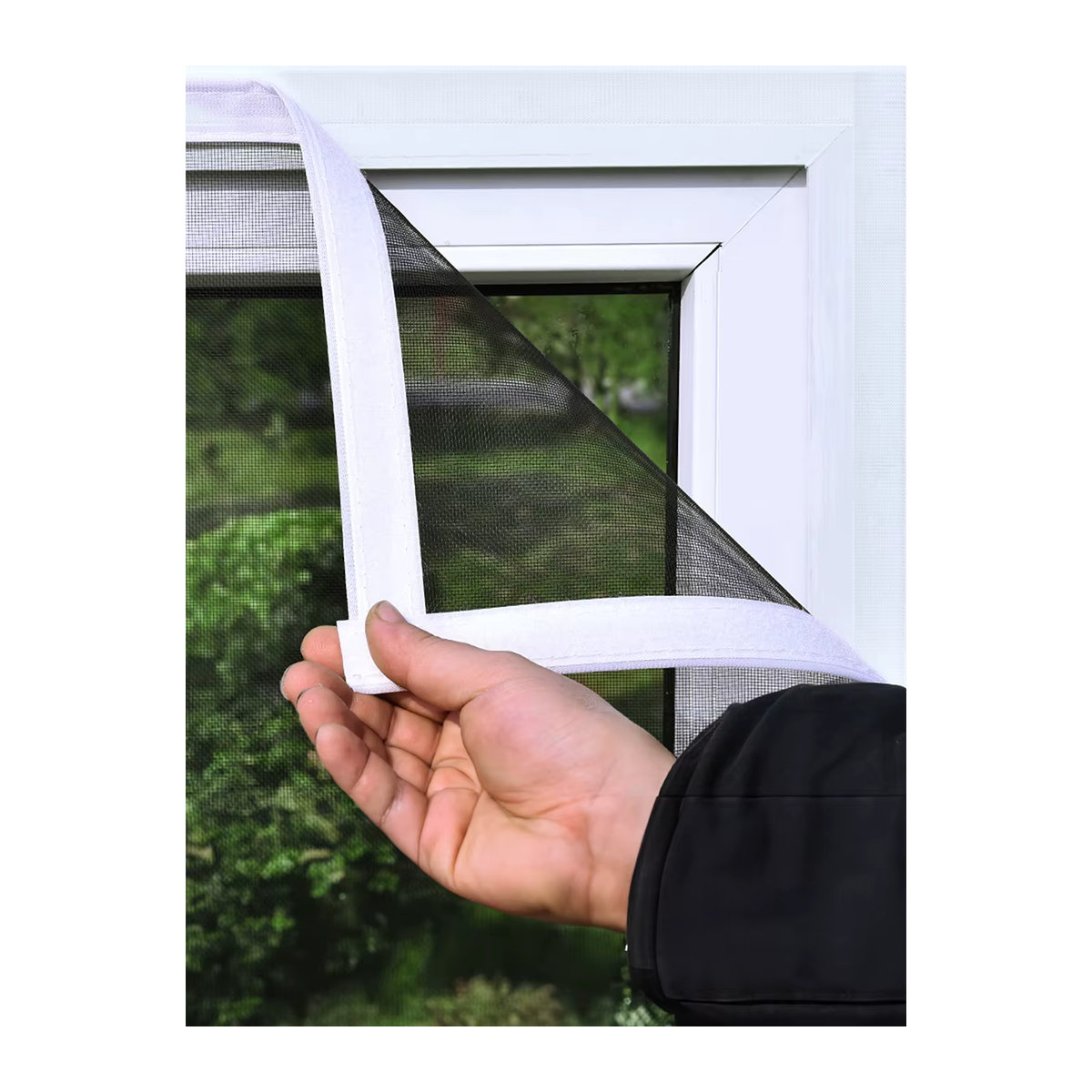 TranquilTouch Selbstklebende Fensterscheiben-Staubschutzfolie in Grau mit weißem Rand, Waschbar und Mückenresistent - Bild 4