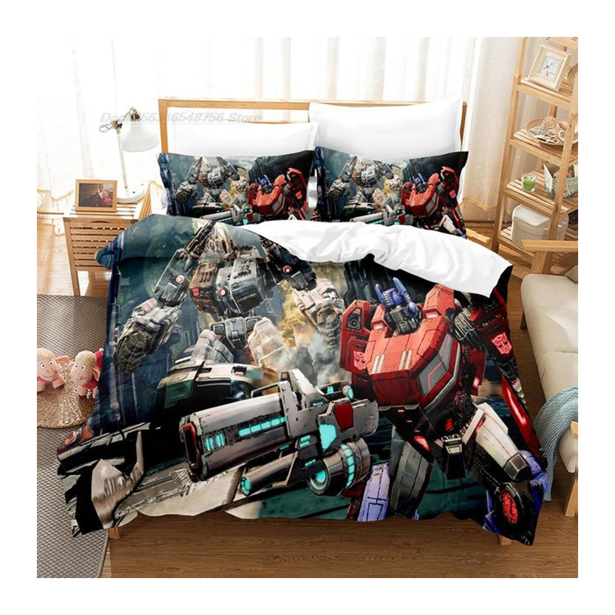 Transformers Bettwäsche Set mit 3D-Druck für Einzelbetten, 3-teiliges Set bestehend aus Bettbezug und Laken, B/H: 140 x 210 cm - Bild 1