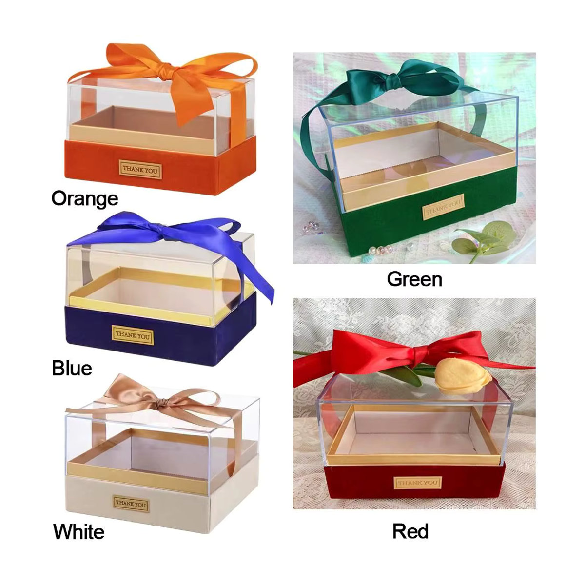 Transparente Acryl Geschenkbox in Bogenform für Hochzeit und Valentinstag, Blau - Bild 2