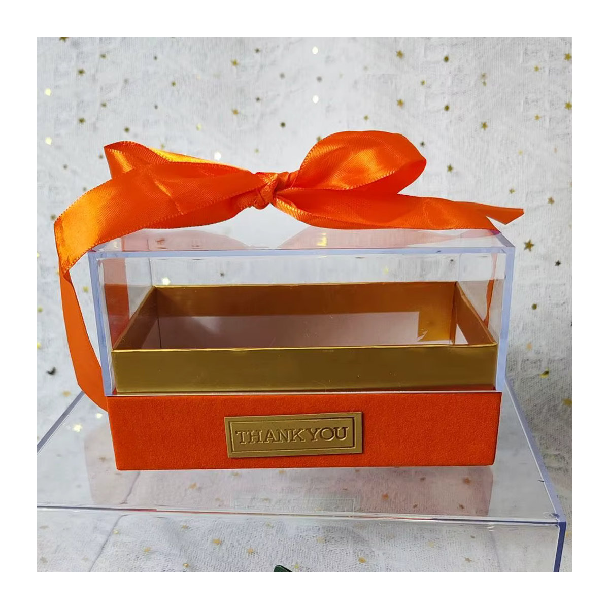 Transparente Acryl Geschenkbox in Bogenform für Hochzeit und Valentinstag, Blau - Bild 3
