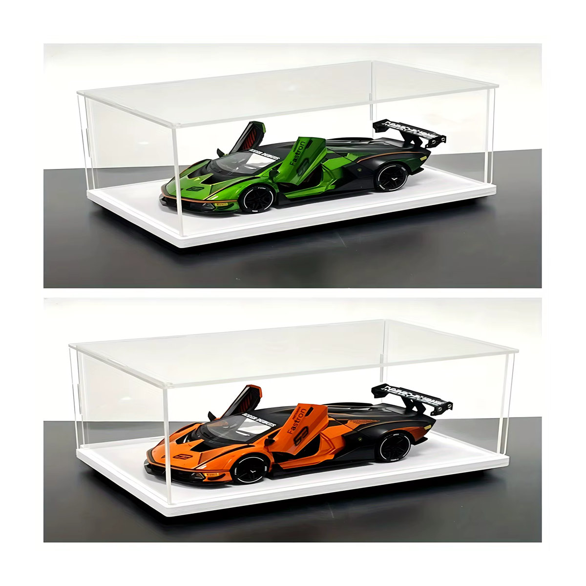 Transparente Displaybox mit weißer Basis als staubdichter Aufbewahrungsschrank für Labubu Figuren - Bild 4