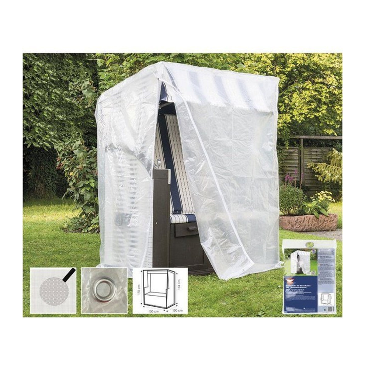 Transparente Schutzhülle für Strandstuhl von tireusesabiere, B/T/H: 130 x 100 x 170/134 cm - Bild 1